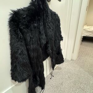Luxury Black real Rabbit Fur Cloak/shawl